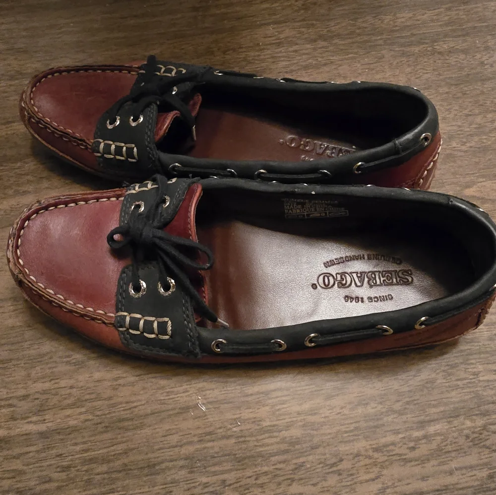 Sebago Bala Brown Leather Oiled Waxed Slip-on Loafers Shoes - Women Size 7.5 M - Picture 2 of 6